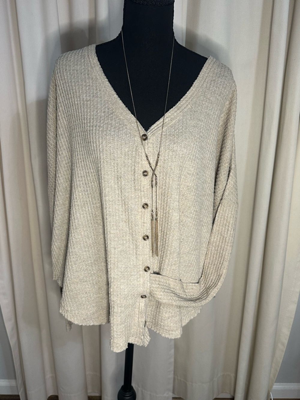 Urban Outfitters Cream Ribbed V-Neck Button Cardigan